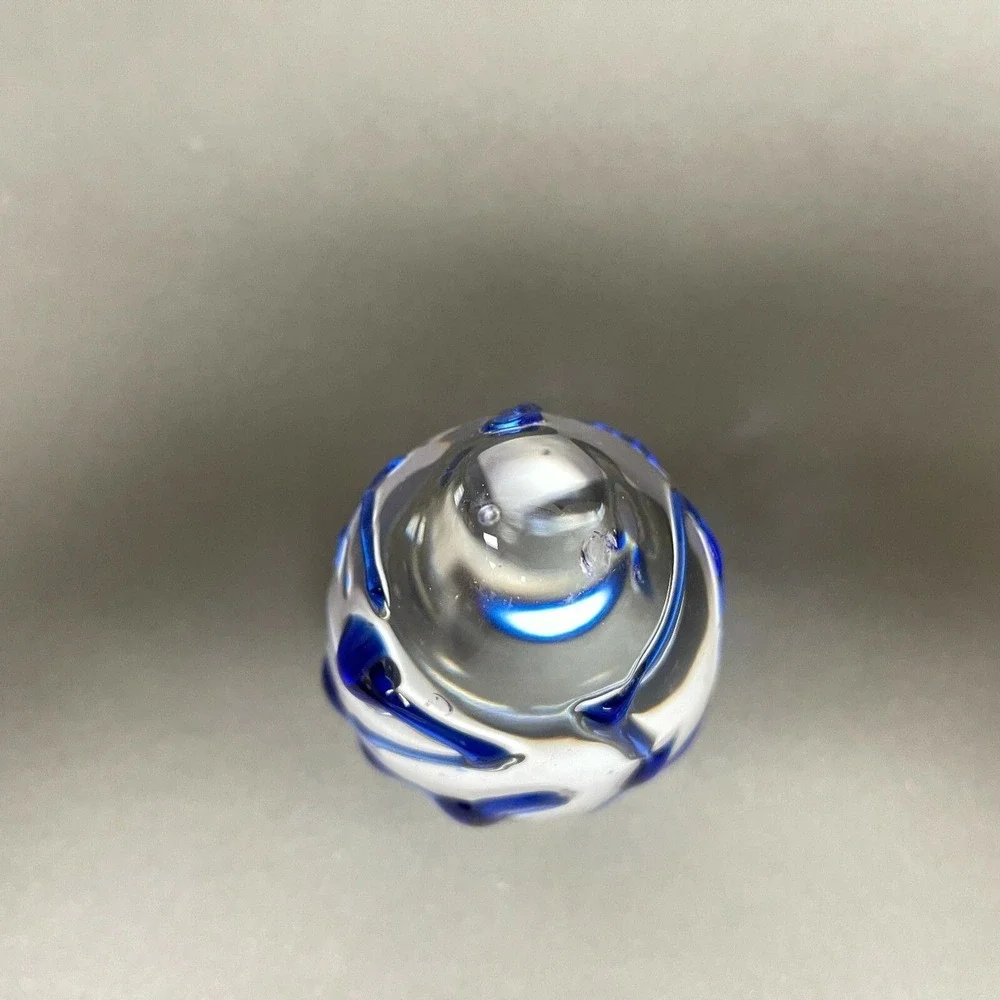 Pier 1 Imports Clear Blue Glass Paperweight Paper Holder 4